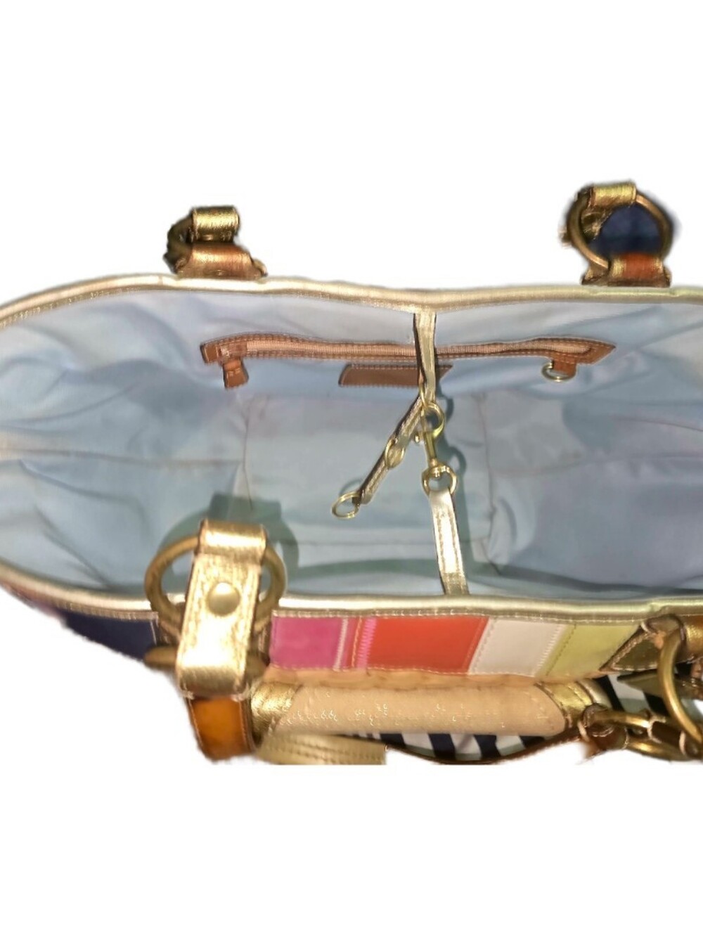 Coach 10749 Lily 65th Anniversary Ed. Large Straw W/Gold Leather Trim Tote Bag - Picture 7 of 8